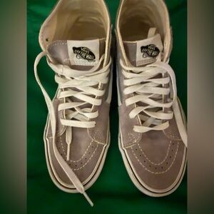 Vans High-Top Sneakers in Light Gray and White